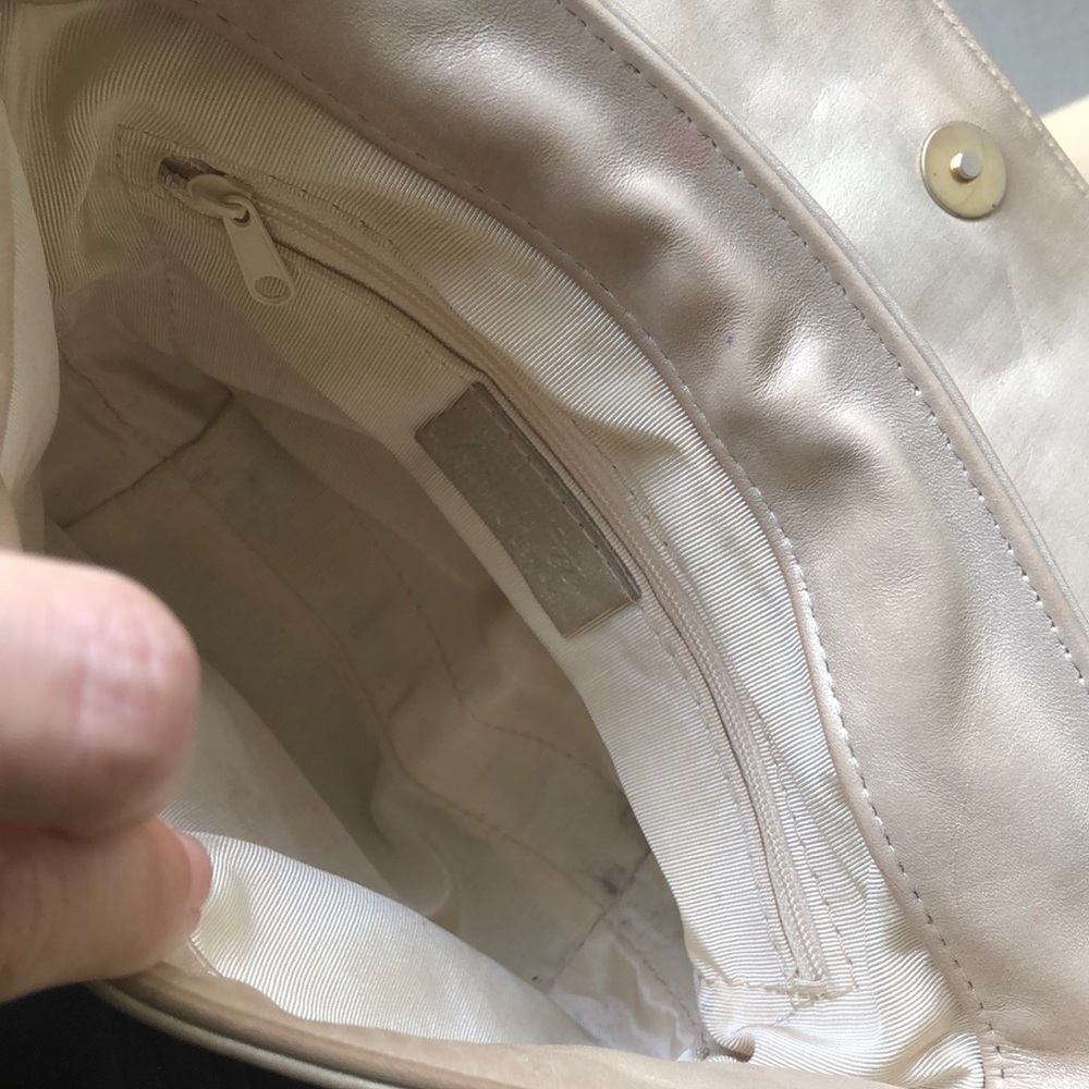Vintage JENNY TEE Elegant Pewter Metallic Leather Shoulder Bag - Picture 5 of 12